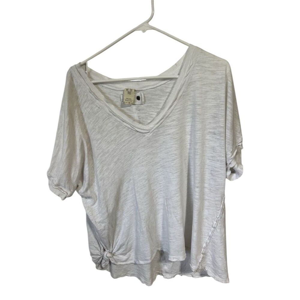 Free People Women's Cropped V-Neck T-Shirt Gray Size M Standard Casual
